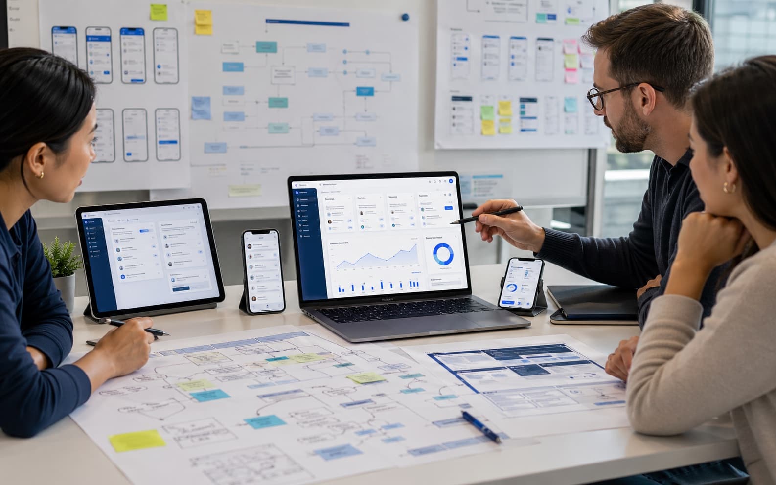 Website, app, and portal delivery review across laptop, tablet, and mobile interfaces