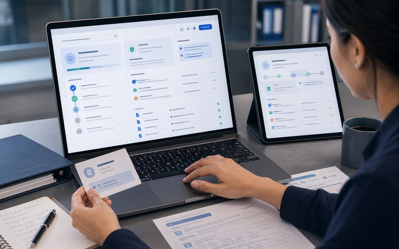 Procurement status dashboard with reference lookup, public review state, and next-step tracking